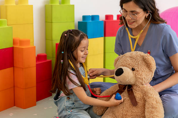 Woman meditating with laptop